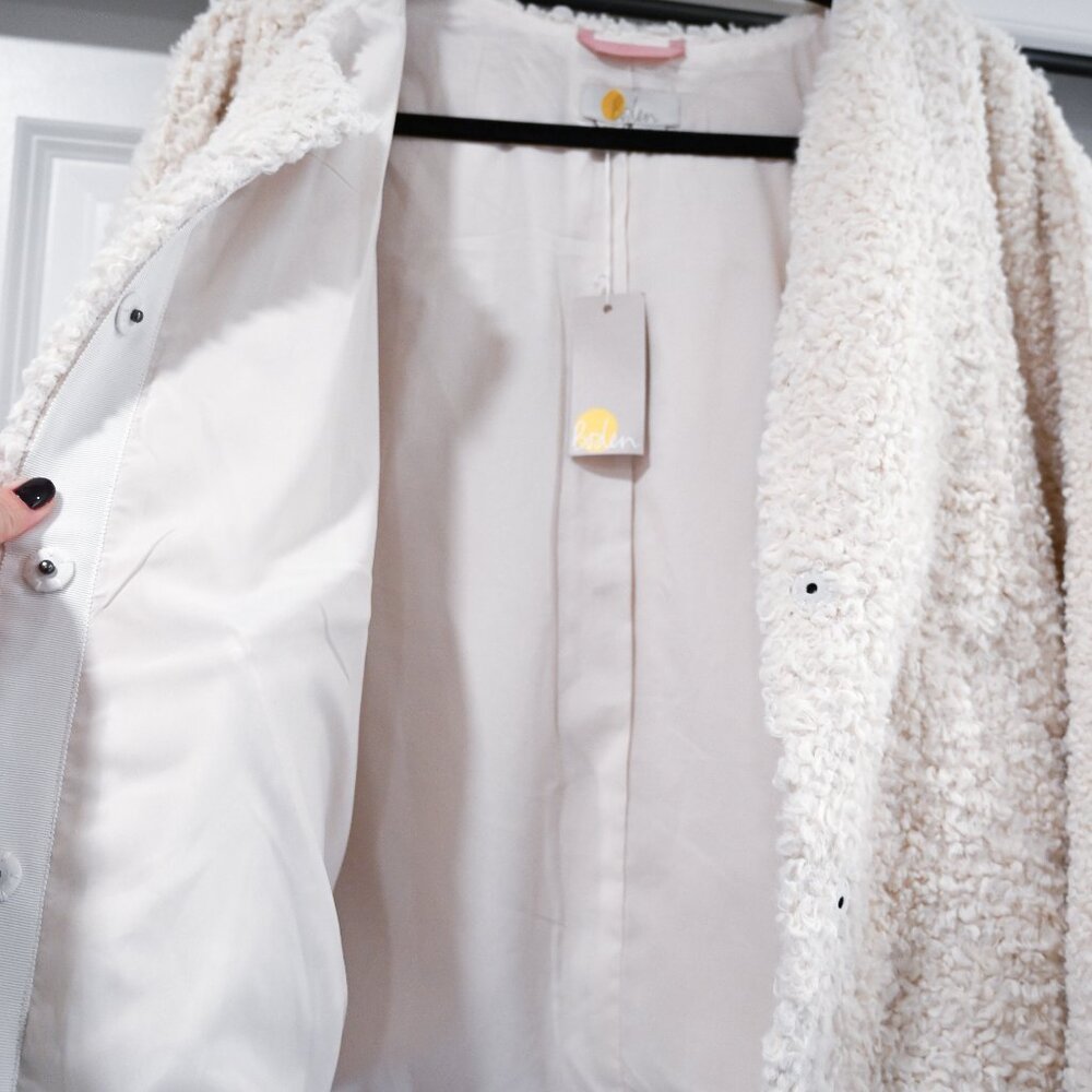 Boden Cream Teddy Jacket Plush Textured Design - Picture 11 of 12